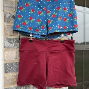Floral and Solid High-Waisted Shorts Set
